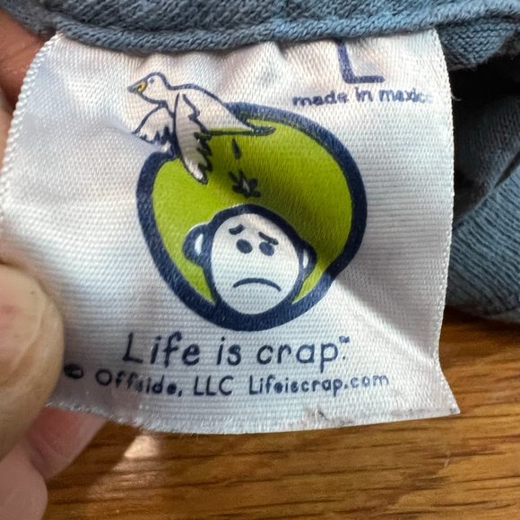 Life Is Crap Shirt Adult Size Large Blue Nautical Graphic Tee - Picture 5 of 7